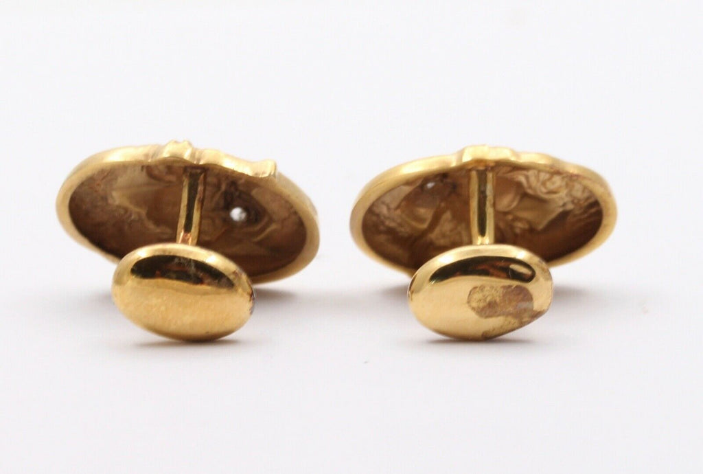 Victorian Mens 10K Yellow Gold Old European Diamonds Cufflinks