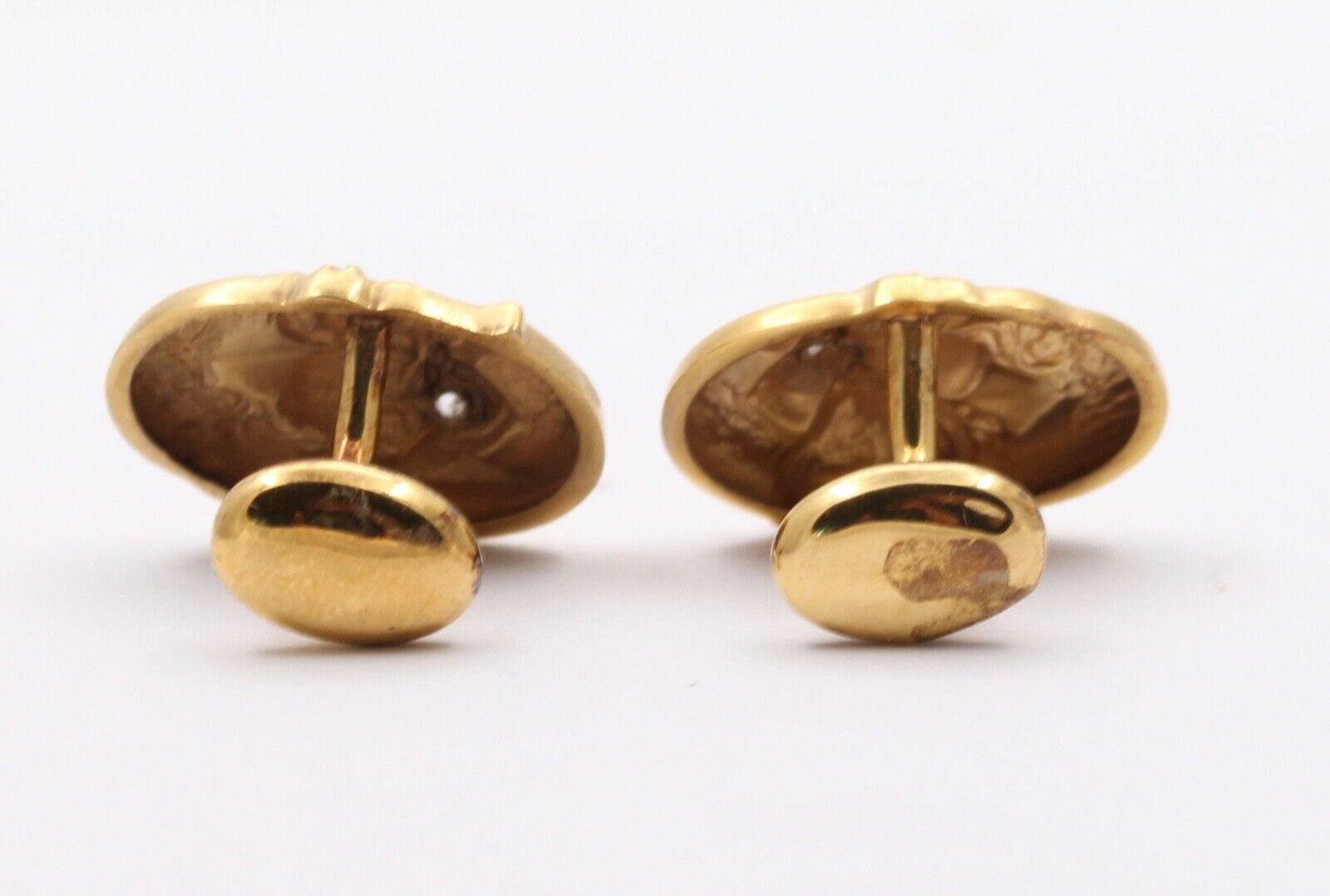 Victorian Mens 10K Yellow Gold Old European Diamonds Cufflinks