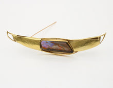 Load image into Gallery viewer, Vintage Japanese 18K Yellow Gold Artistic Abstract Boulder Opal Pendant Brooch.
