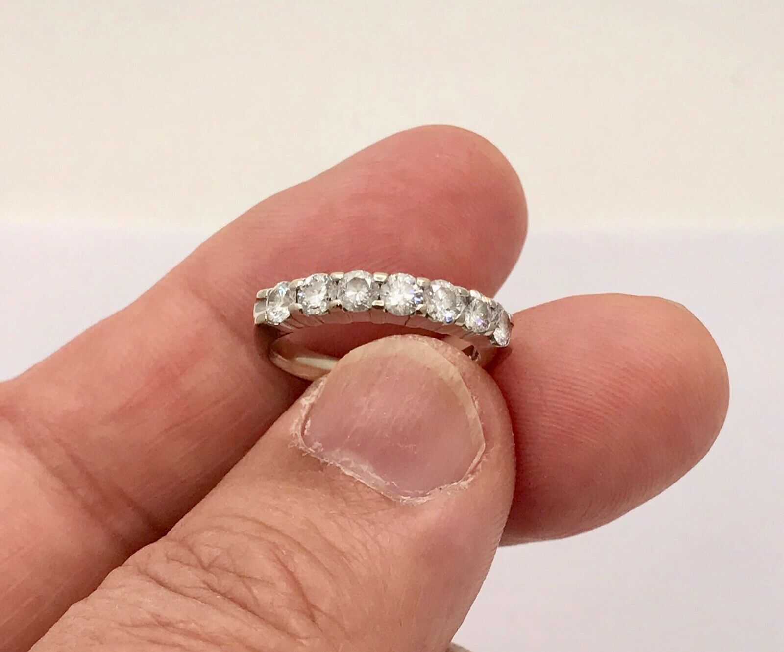 Vintage Ladies Diamonds 14K White Gold Wedding Band Stacking