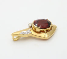 Load image into Gallery viewer, Vintage Funky 18K Gold Certified Large Spessartite Garnet &amp; Diamond Pendant
