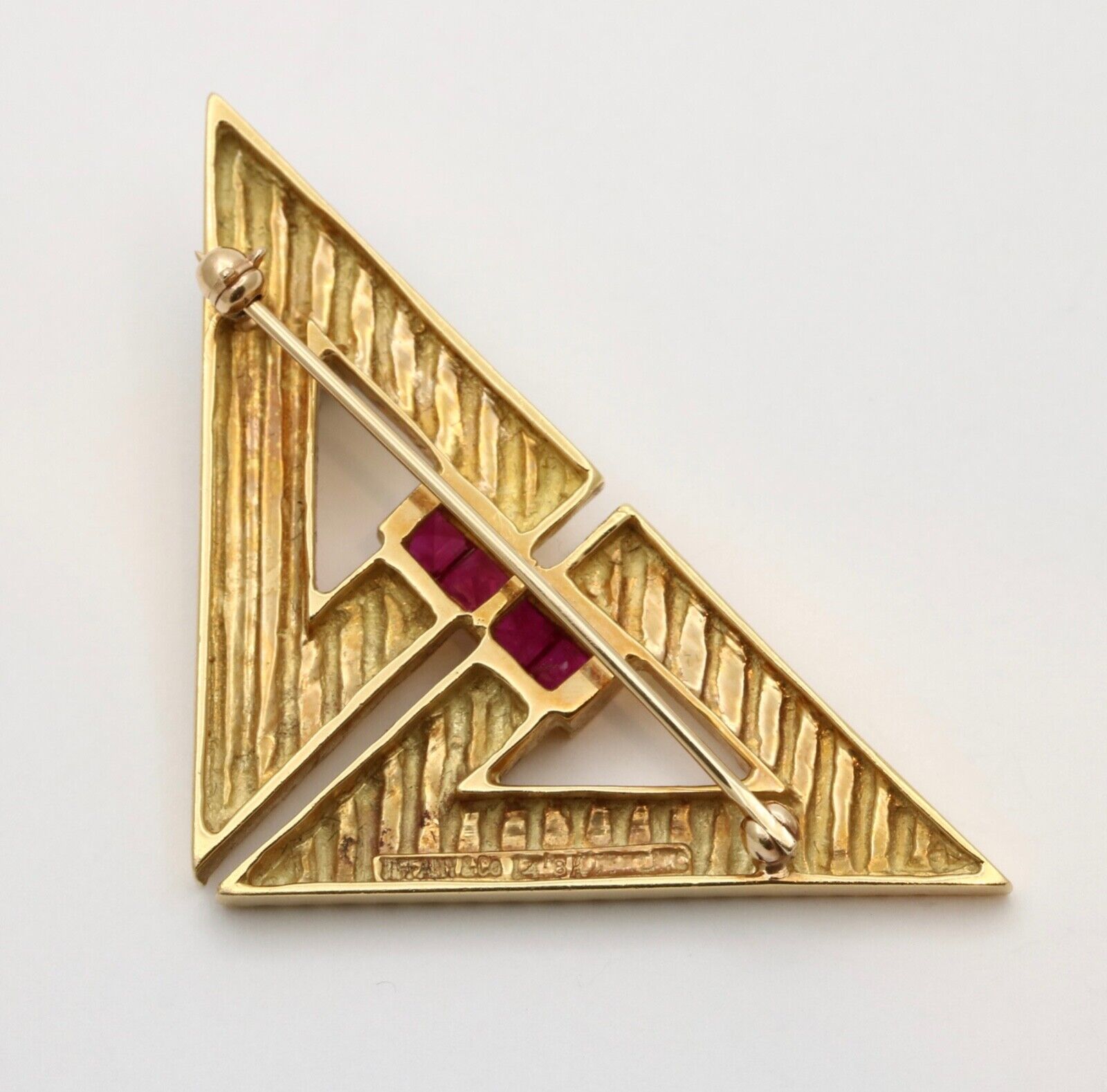 Vintage Tiffany & Co Ruby Triangle Brooch