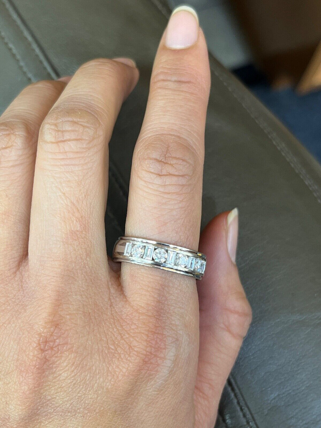 Vintage .97 carats Diamond Half Eternity Wedding Ring Band