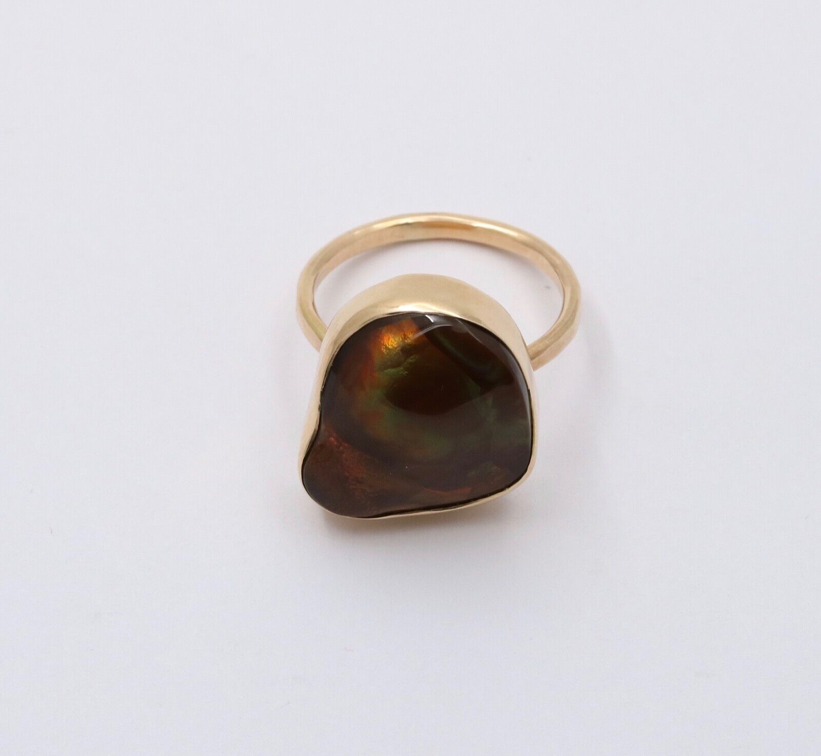 Vintage Fire Agate 14K Yellow Gold Bezel Setting RIng