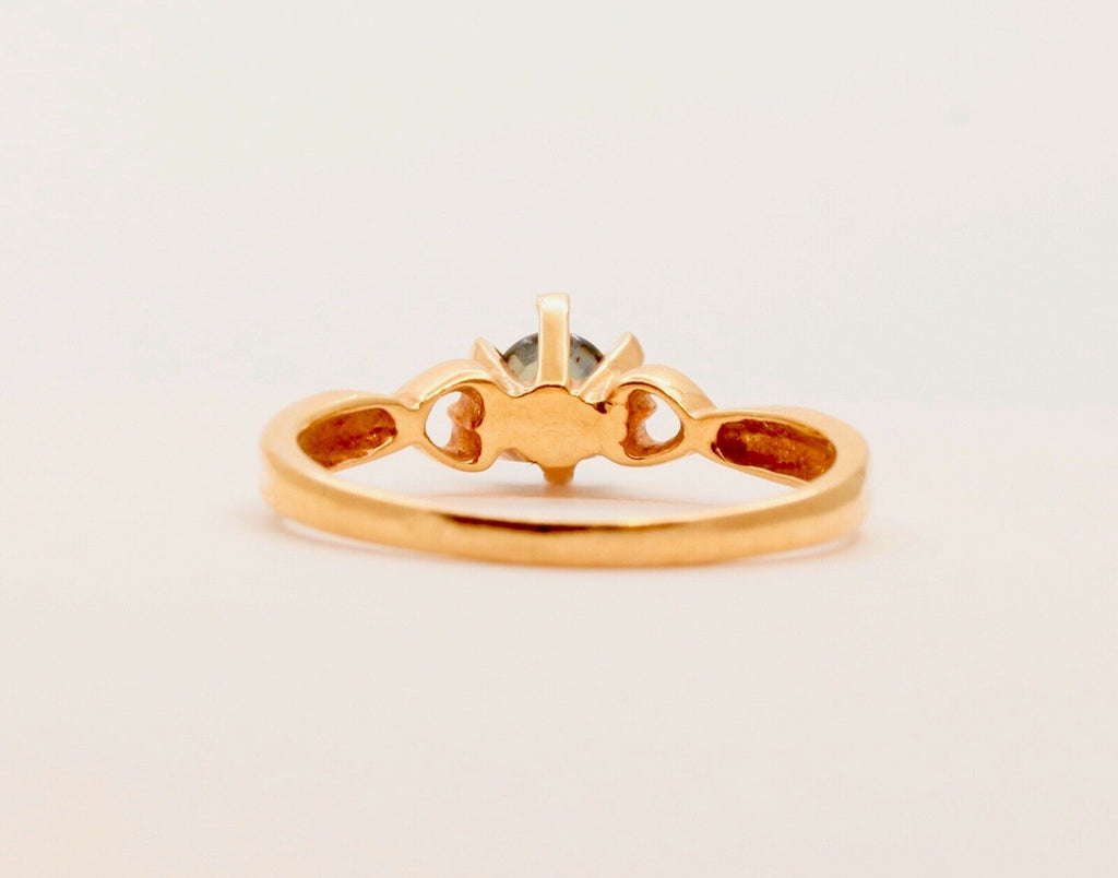 Vintage Ladies Solitaire Blue Sapphire 18K Yellow Gold Ring