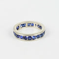 Vintage Ladies Eternity Ring Blue Sapphires 14K White Gold