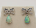 Vintage Estate Bow Opal, Diamond & Sapphire Dangling Earrings.