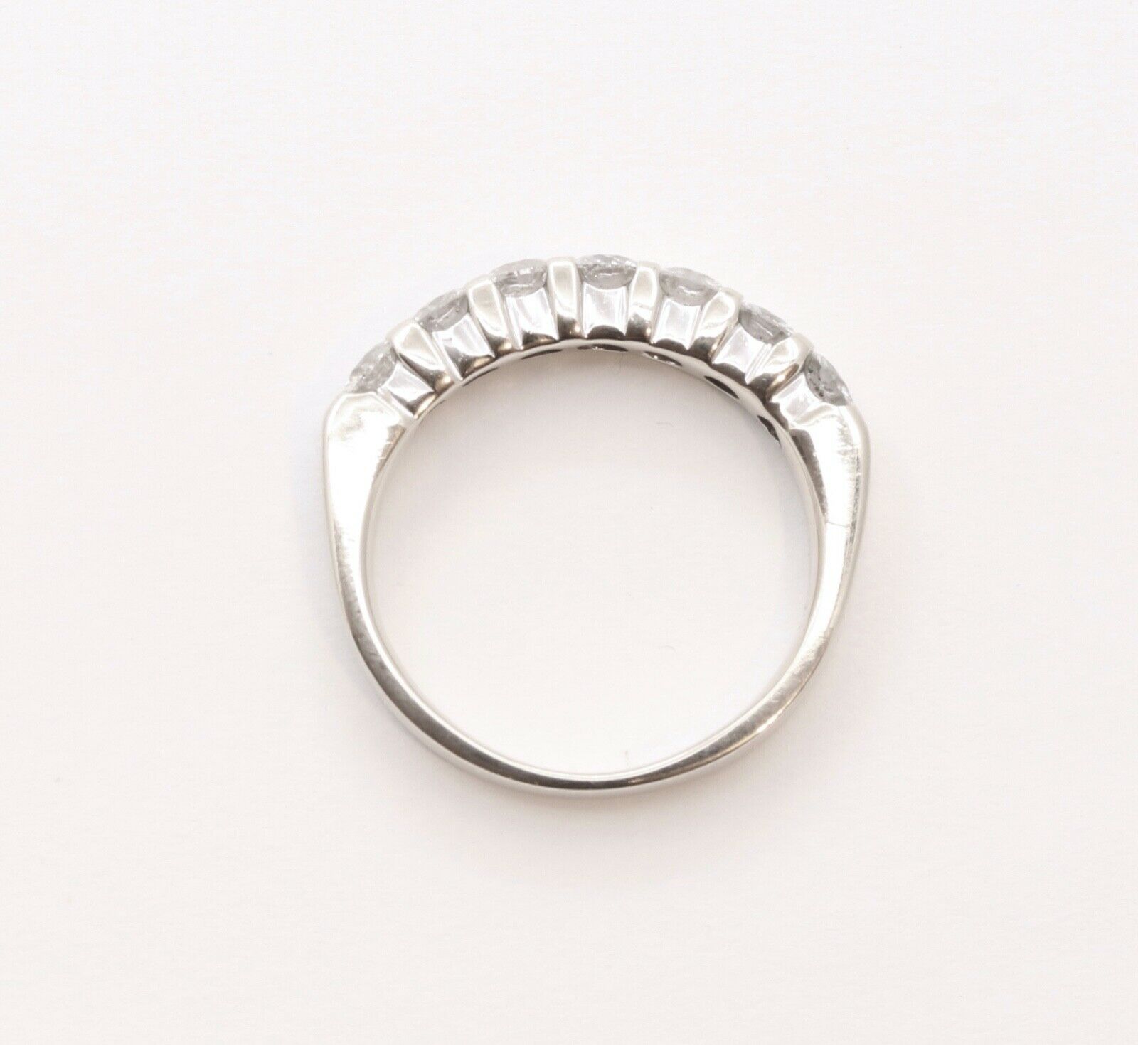 Vintage Ladies Diamonds 14K White Gold Wedding Band Stacking