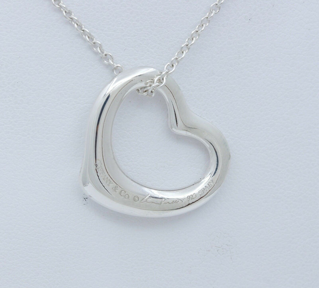 Tiffany and Co Elsa Peretti Spain 925 Floating Heart and Chain Pendant