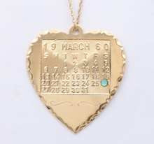 Load image into Gallery viewer, Vintage 14K Yellow Gold Aquamarine Heart Charm For March 26 Birthday Anniversary
