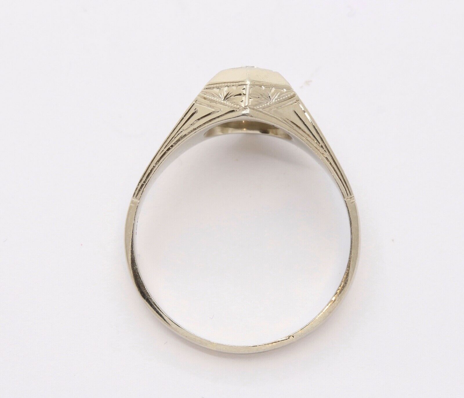 Art Deco Diamonds 18K White Gold Unisex Ring