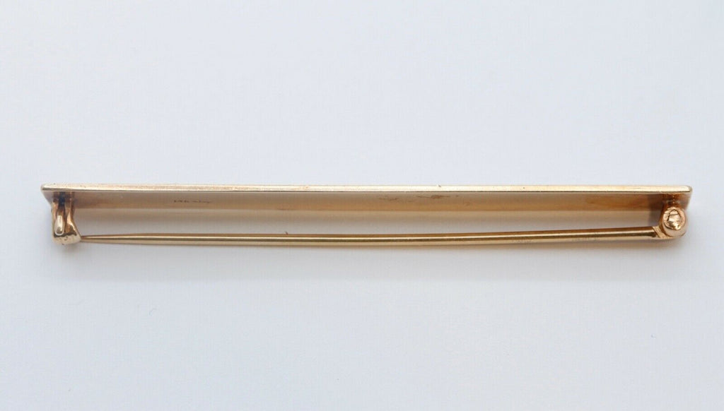 Art Deco Seed Pearls White Enamel 14K Yellow Gold Bar Brooch Pin