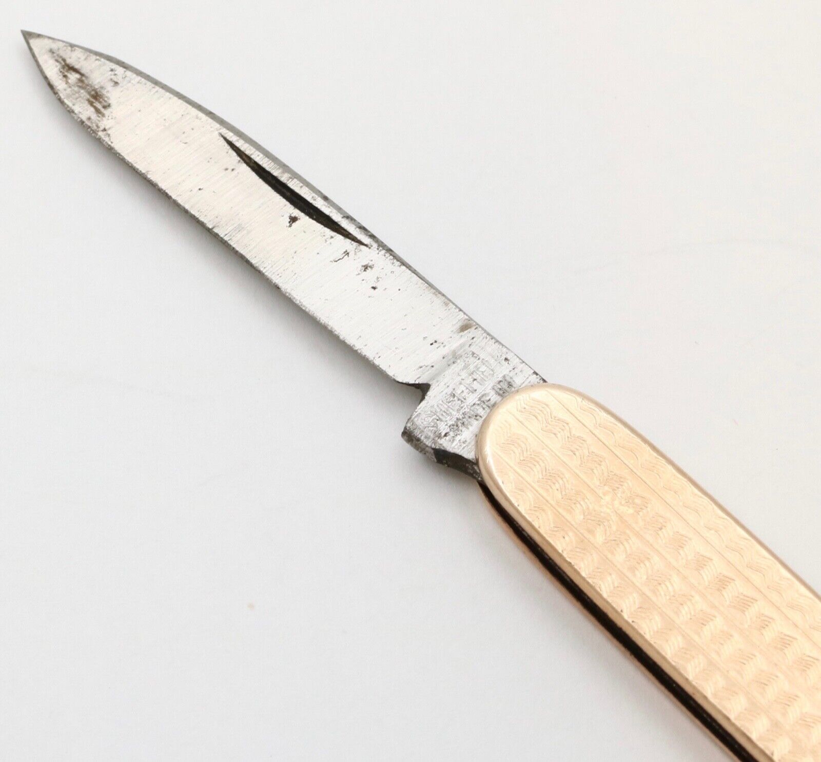 Vintage 12K Yellow Gold & Stainless steel Knife Pendant