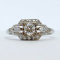 Art Deco 18K White Gold Diamonds Ring
