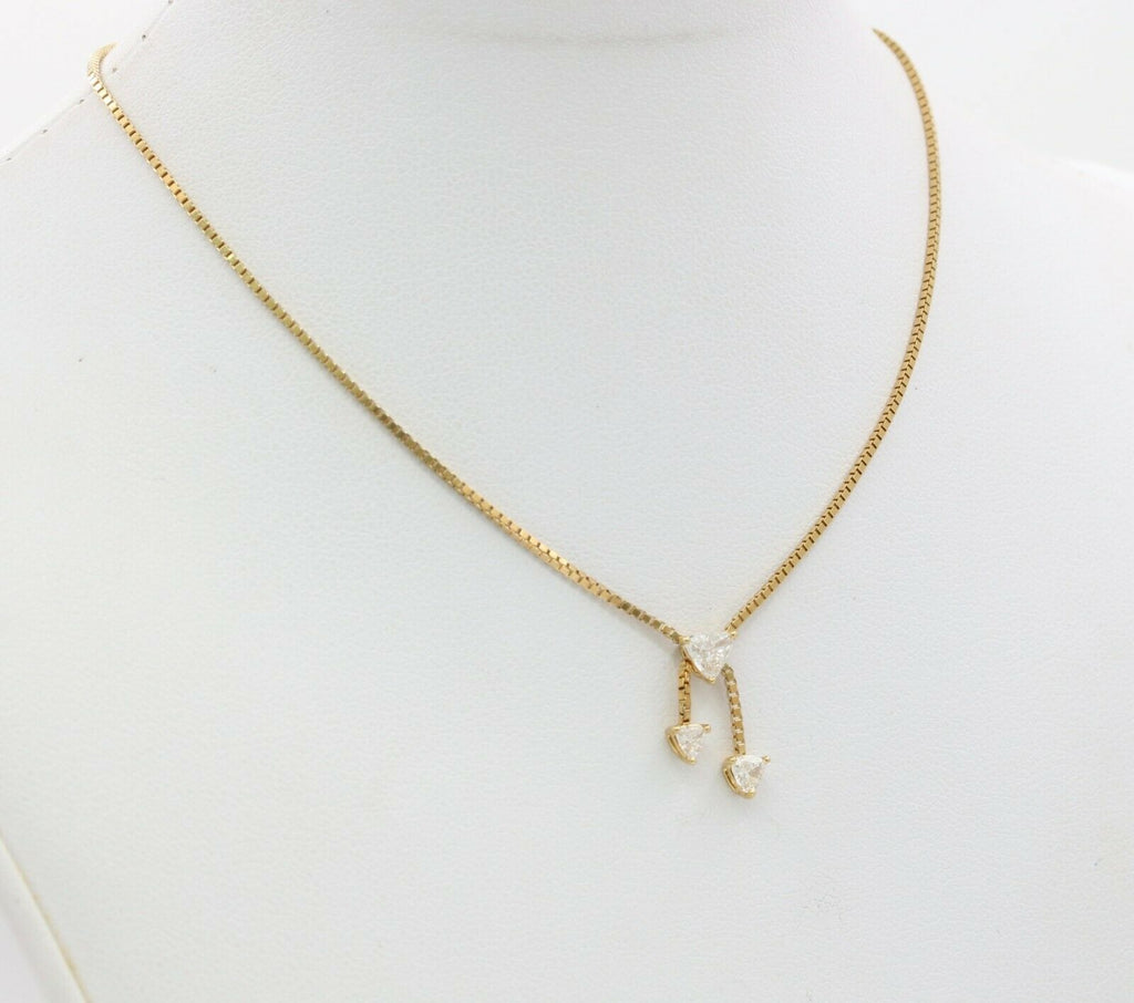 Vintage 18K Yellow Gold Diamond Box Chain Bow Tie Pendant