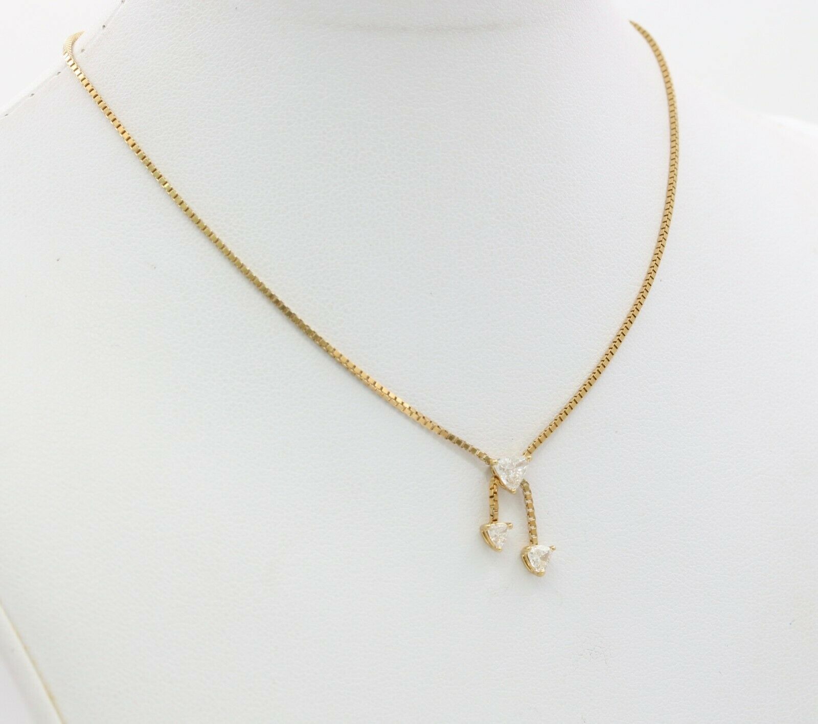 Vintage 18K Yellow Gold Diamond Box Chain Bow Tie Pendant
