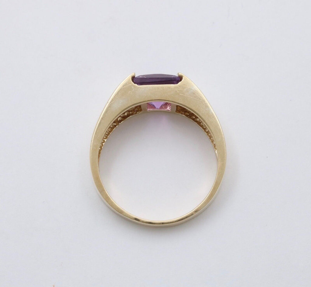 Vintage 14K Yellow Gold Amethyst Tank Ring, Ring Band