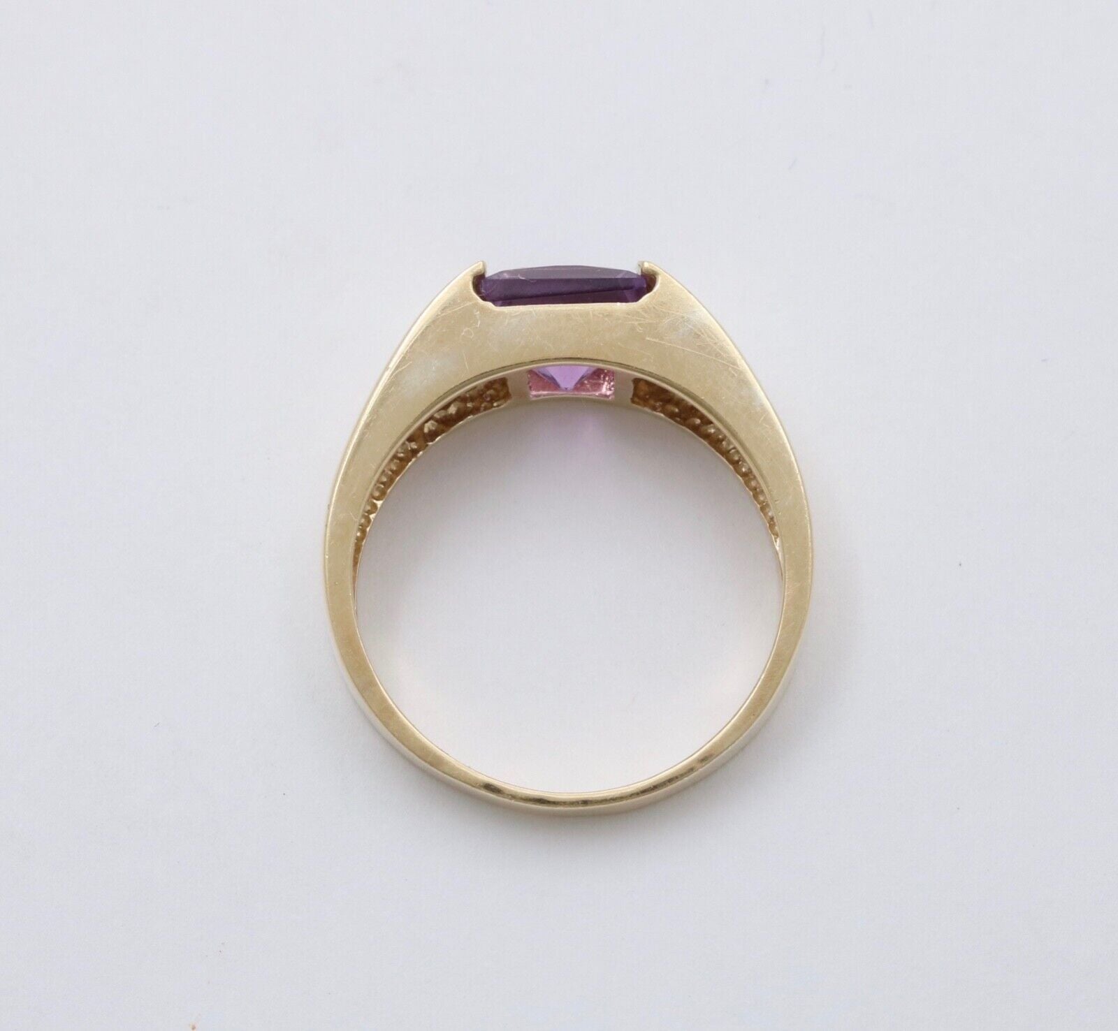 Vintage 14K Yellow Gold Amethyst Tank Ring, Ring Band