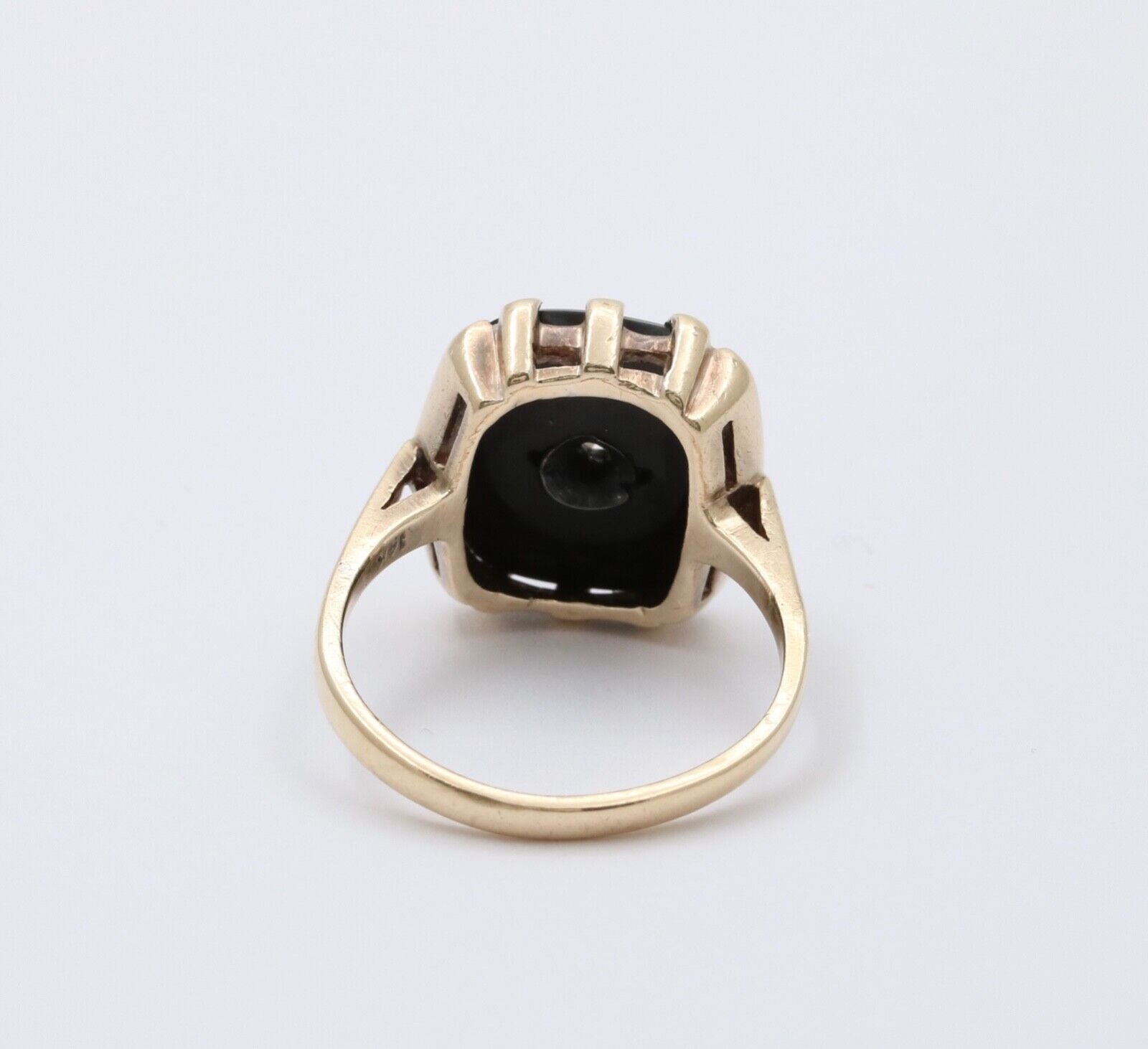 Antique 14K Yellow Gold Rectangle Onyx Diamond Ring, Antique Ring