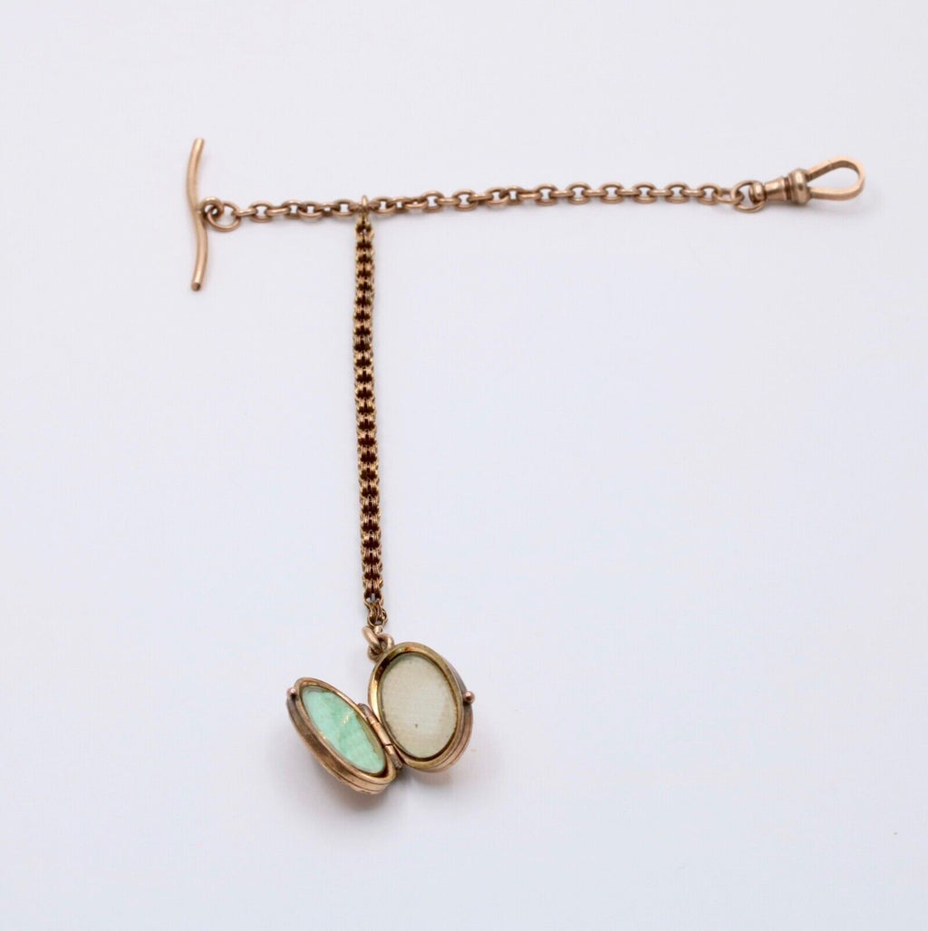 Victorian Antique Watch Chain FOB Locket 14K 10K Yellow Gold