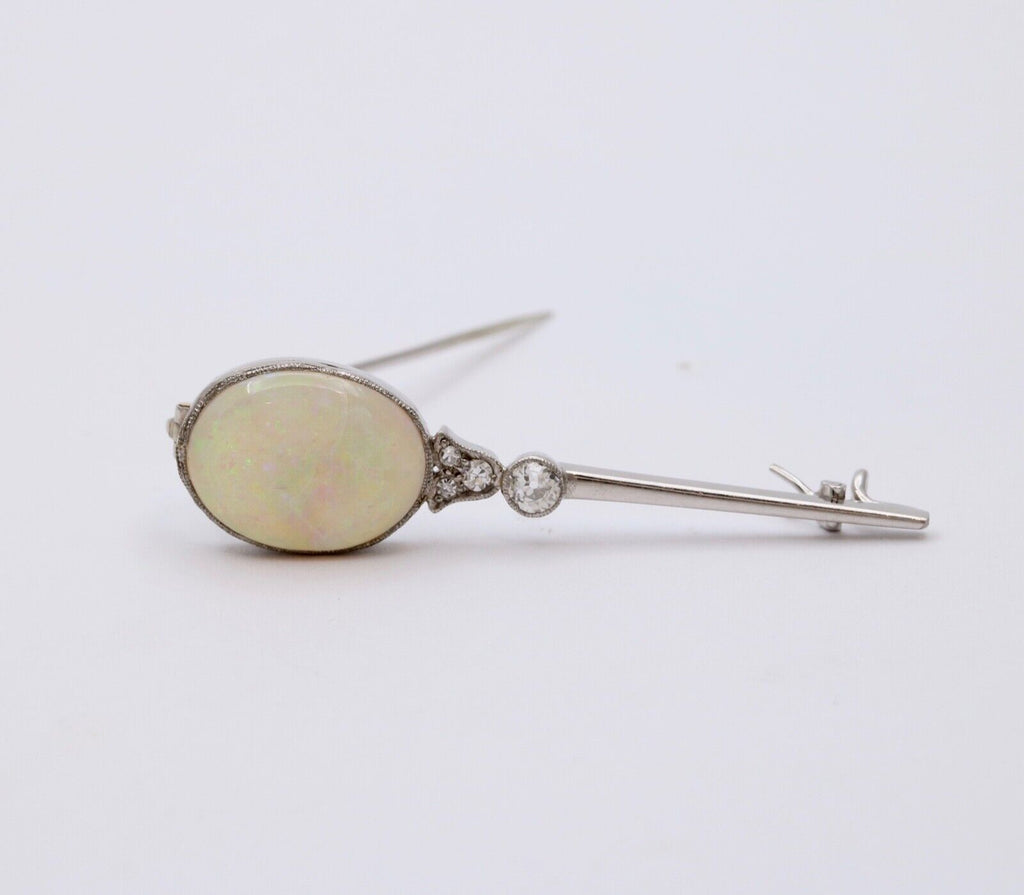 Art deco Opal and Diamond 18K Gold Brooch, Pin