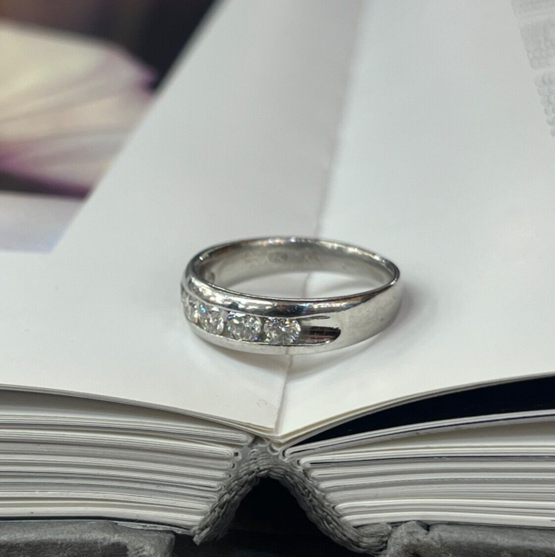 Classic Platinum Six Diamond Half Eternity Band.