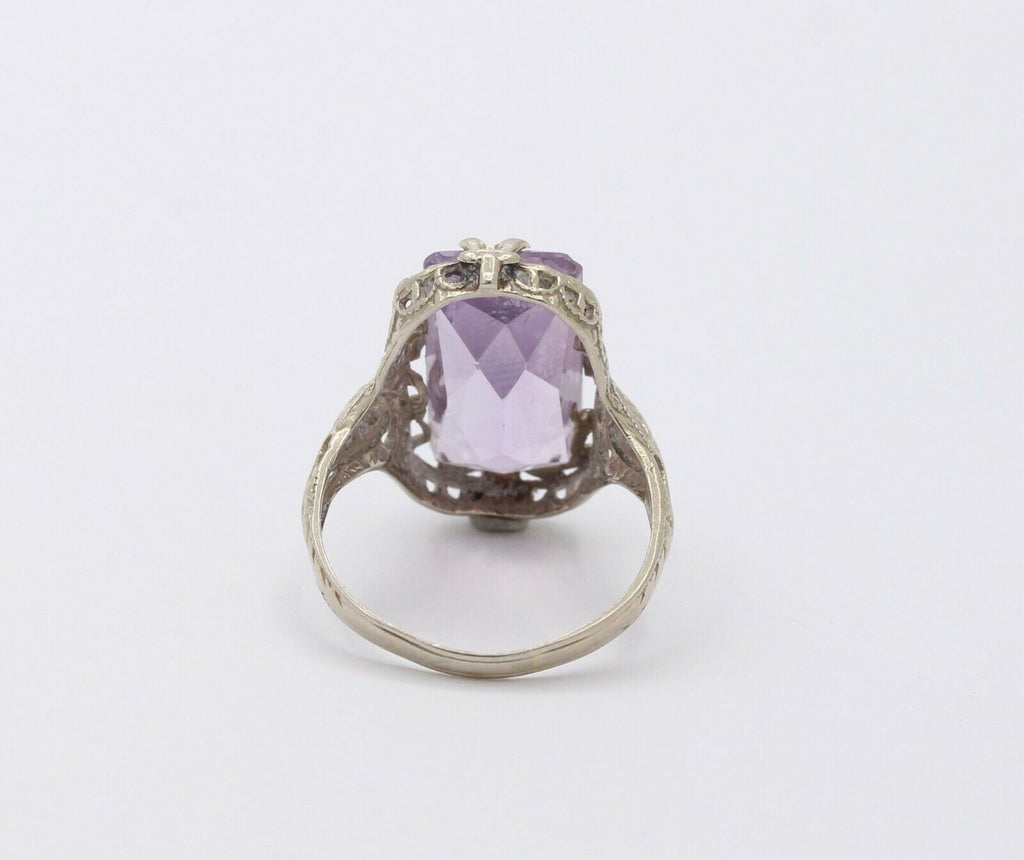 Art Deco 14K White Gold Rose de France Ring