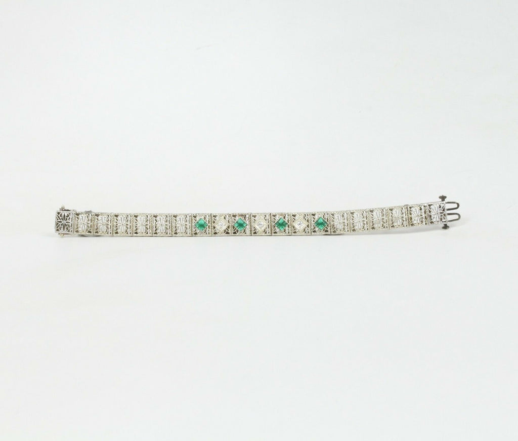Art Deco Diamond 14K White Gold Diamonds Ladies Bracelet