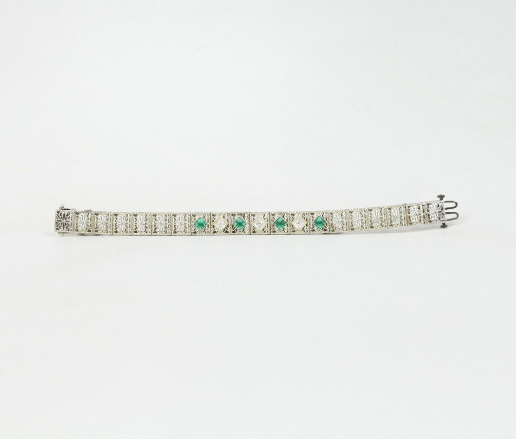 Art Deco Diamond 14K White Gold Diamonds Ladies Bracelet