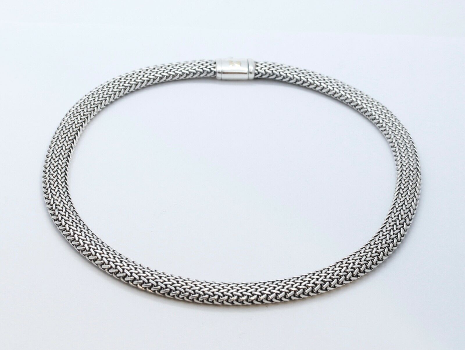Vintage Flli Menegatti 18K 925 Sterling Silver Woven Choker Necklace