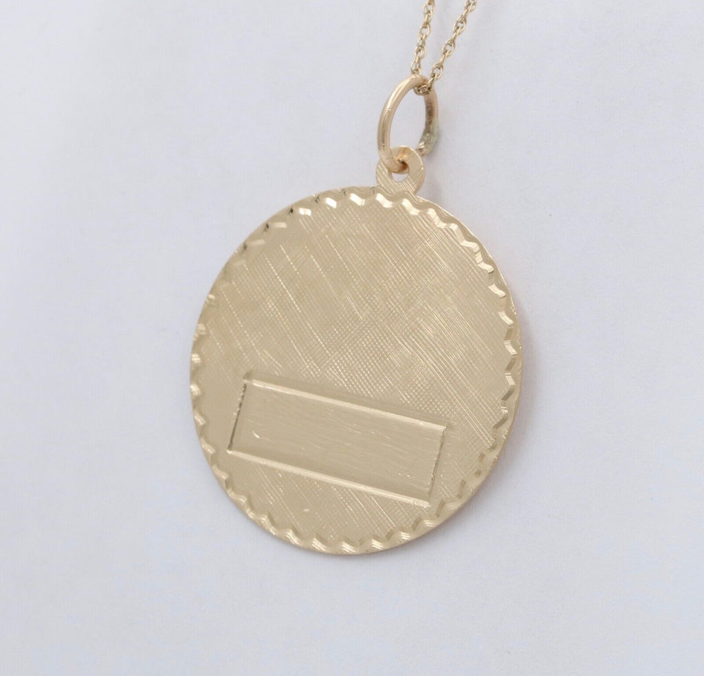 Vintage 14K Yellow Gold Medallion Charm Pendant.