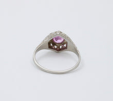 Load image into Gallery viewer, Art Deco 18K White Gold Pink Sapphire Filigree Ring Band , Engagement Ring
