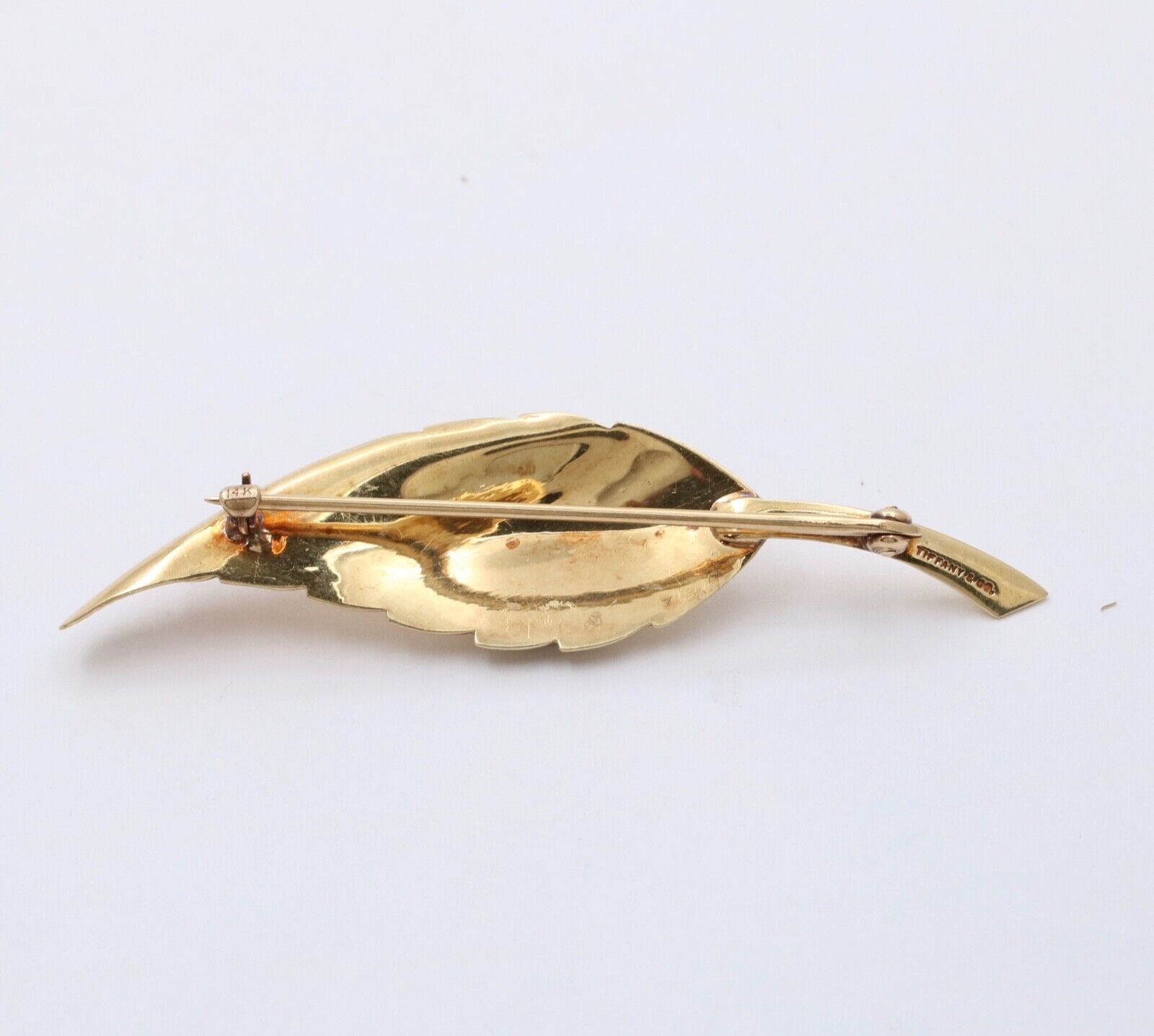 Tiffany & Co 14K Yellow Gold Feather Brooch, Pin.