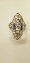 Load image into Gallery viewer, Art Deco Ladies Diamonds Sapphires Platinum Ring
