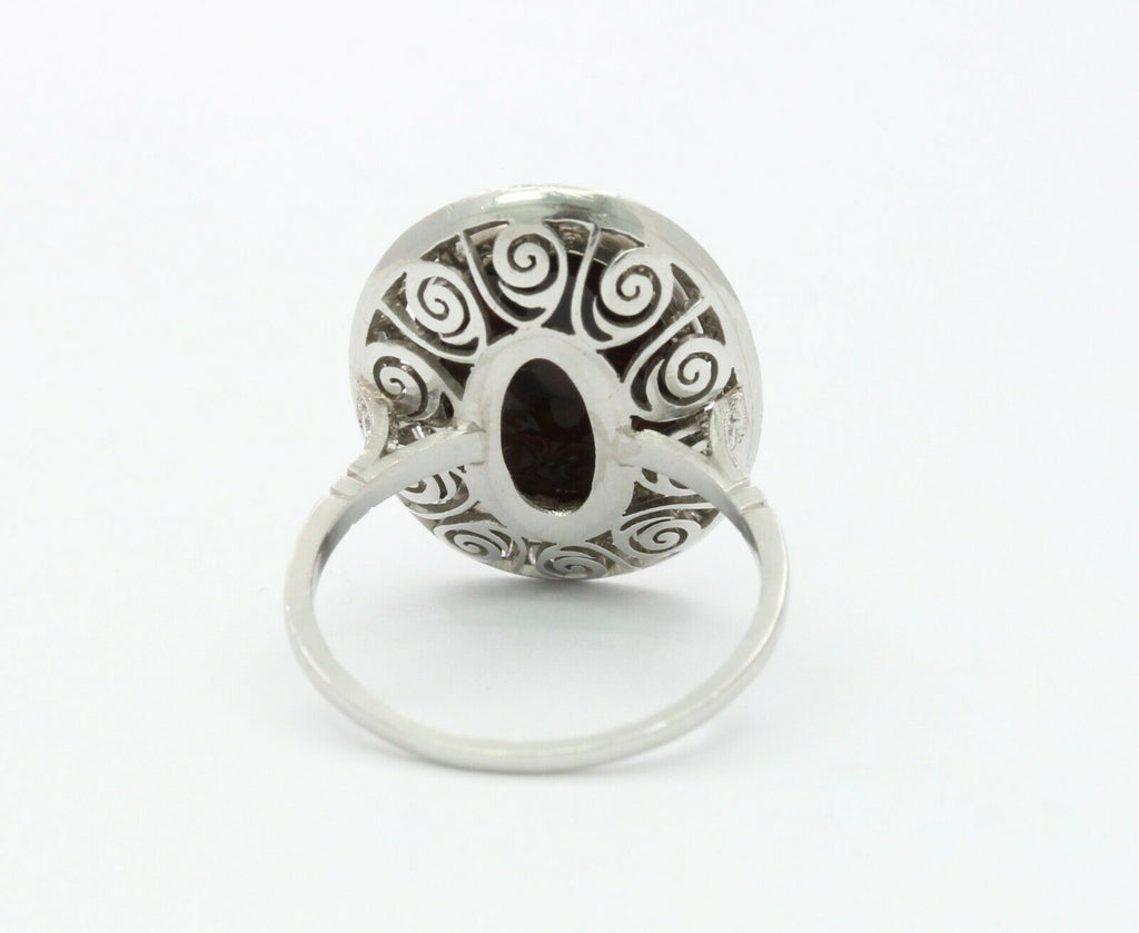 Vintage Platinum Black Australian Opal Diamond Cocktail Ring