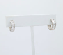 Load image into Gallery viewer, Vintage Baguette Diamonds 14K White Gold Huggie Earrings
