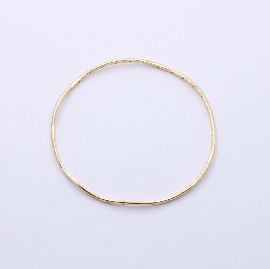The Classic Sonia B. 14K Yellow Gold Wave Diamond Bangle, Stacking Bracelet