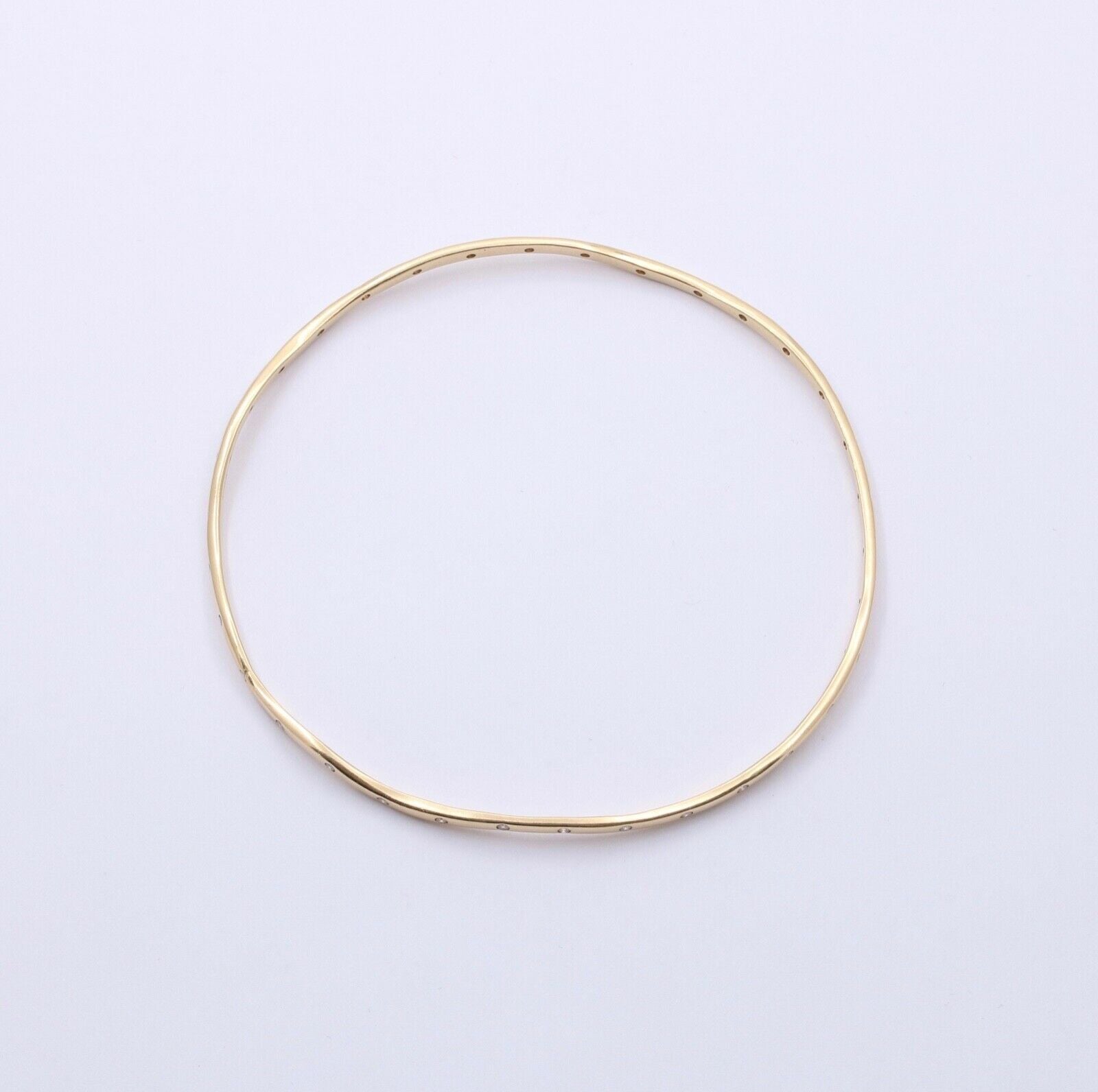 The Classic Sonia B. 14K Yellow Gold Wave Diamond Bangle, Stacking Bracelet