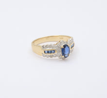 Load image into Gallery viewer, Vintage 14KYellow Gold Sapphire and Diamond Ring, Engagement Ring
