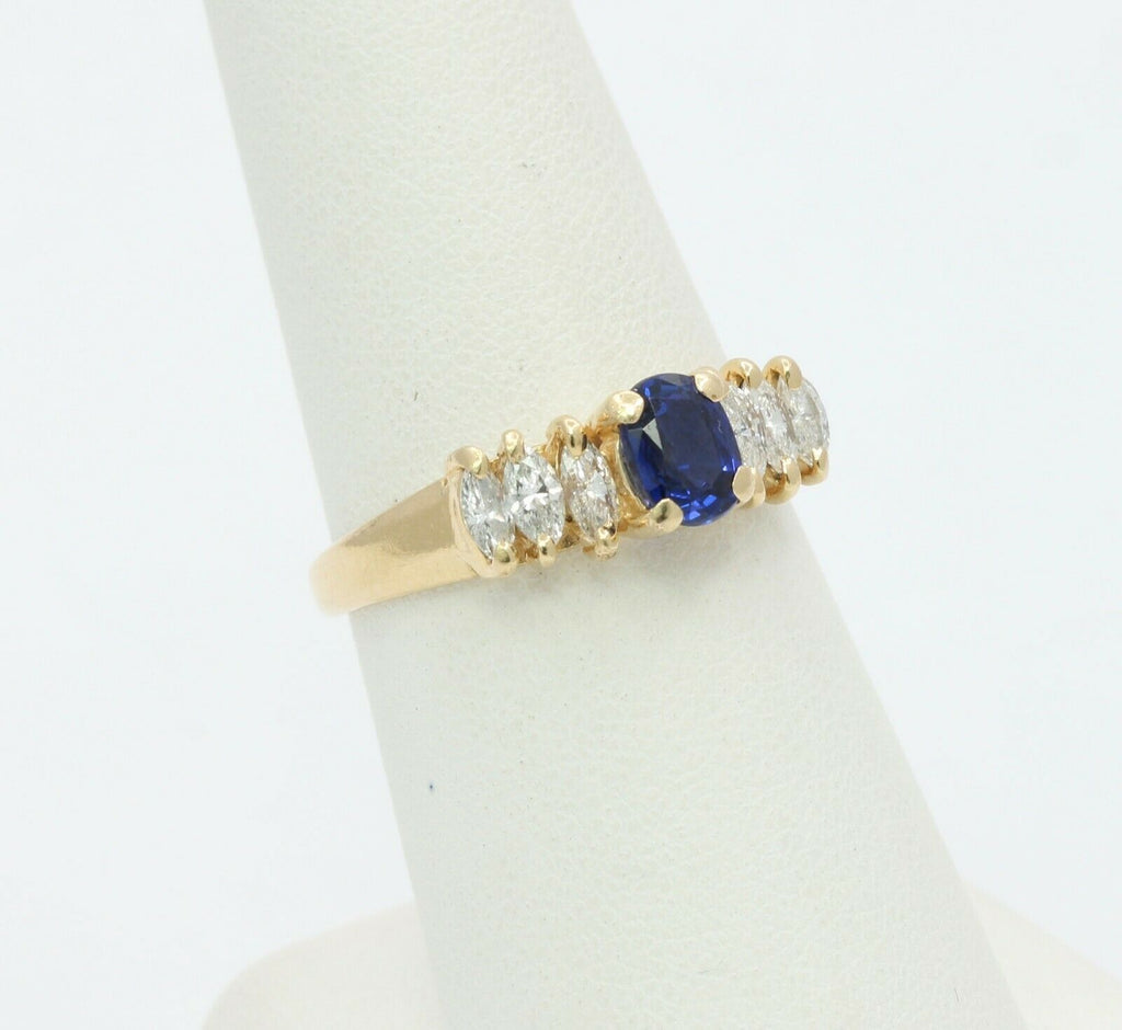 Vintage 14K Yellow Gold Diamond Sapphire Cocktail Ring