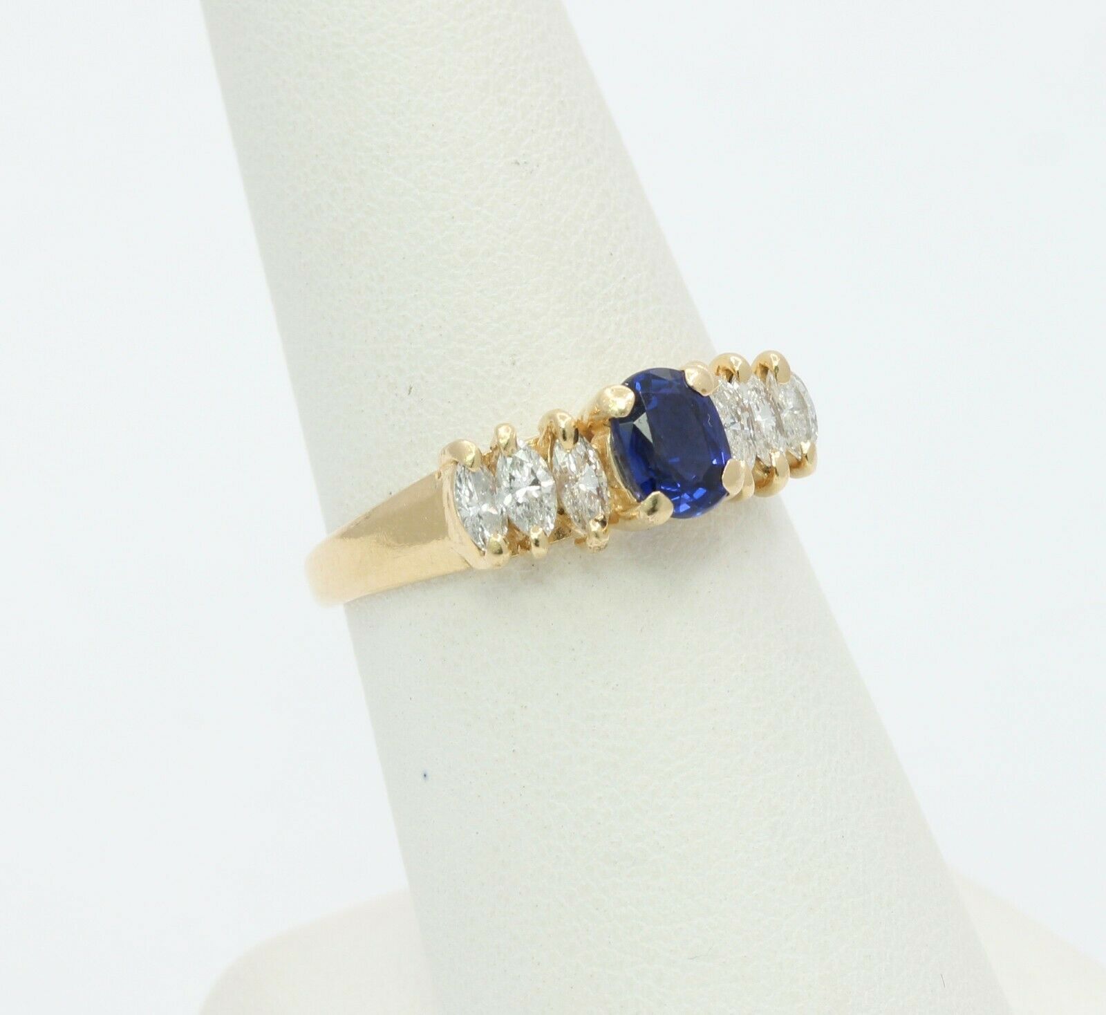 Vintage 14K Yellow Gold Diamond Sapphire Cocktail Ring