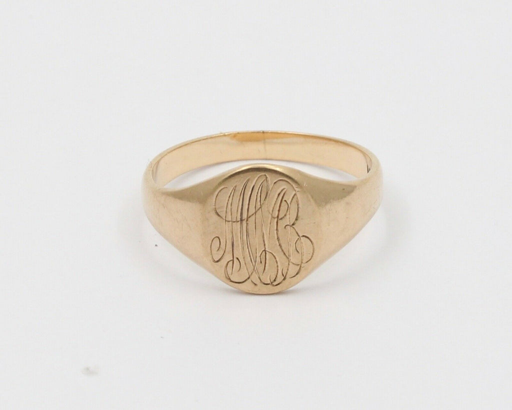Antique Otsby & Barton Signet 10K Engraved Ring