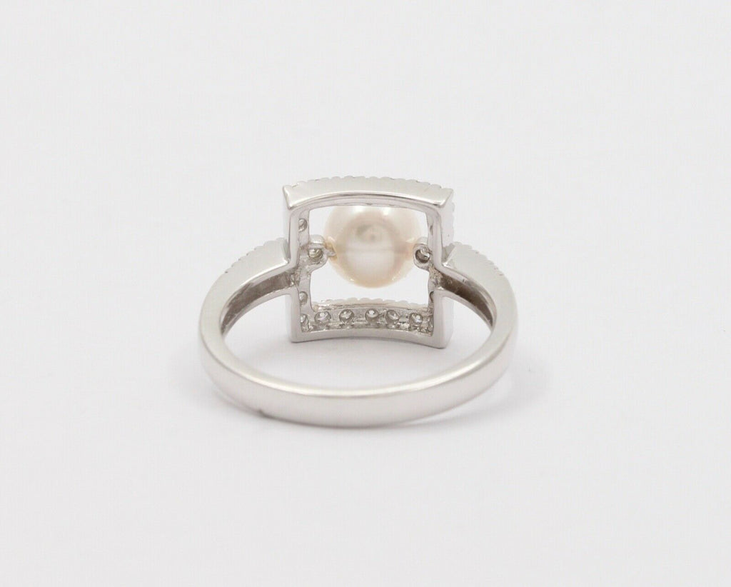 Mikimoto Pearl Diamonds 14K White Gold Ring