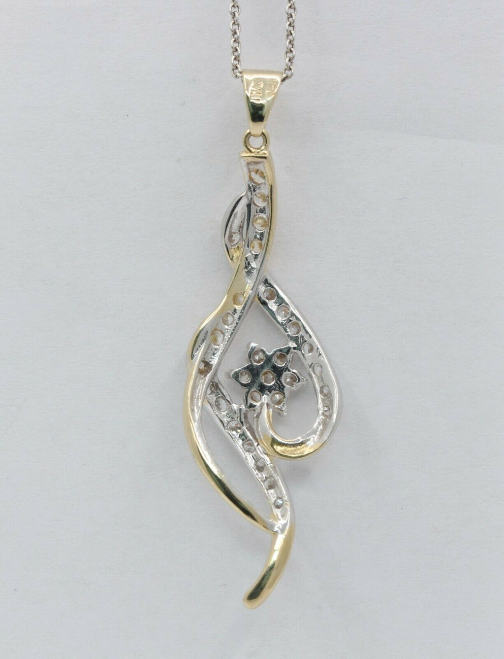 Vintage 14K Yellow Gold Diamond Musical Note Pendant