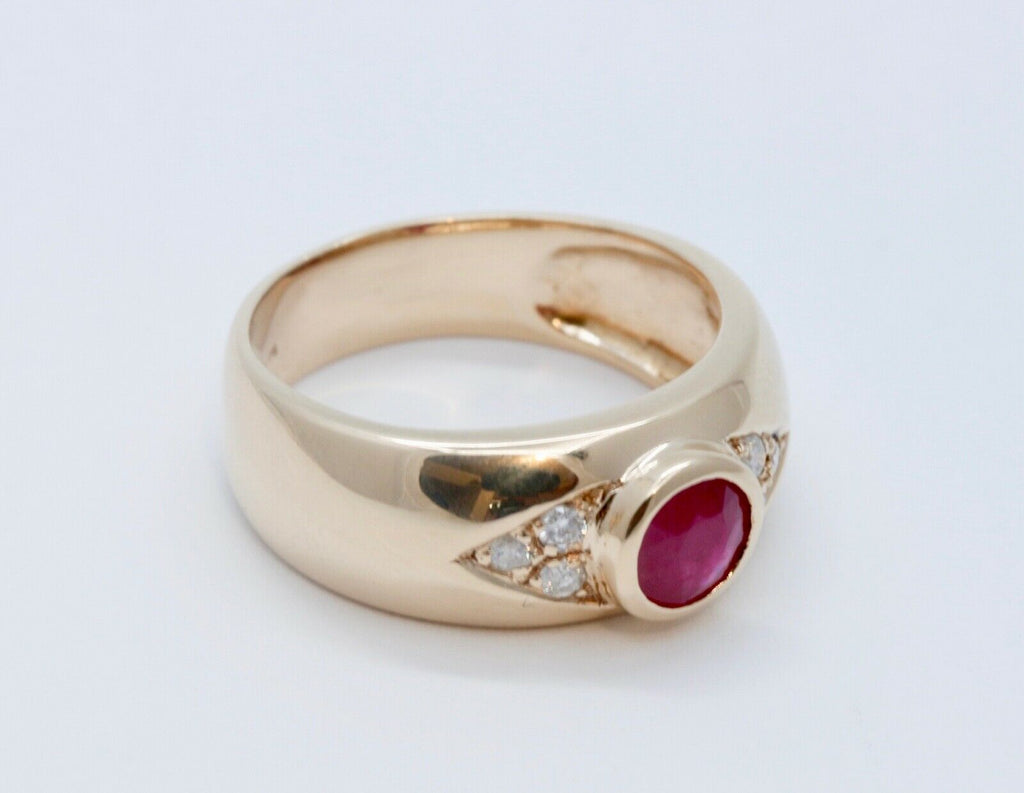 Ruby Diamonds 14K Yellow Gold Vintage Ring