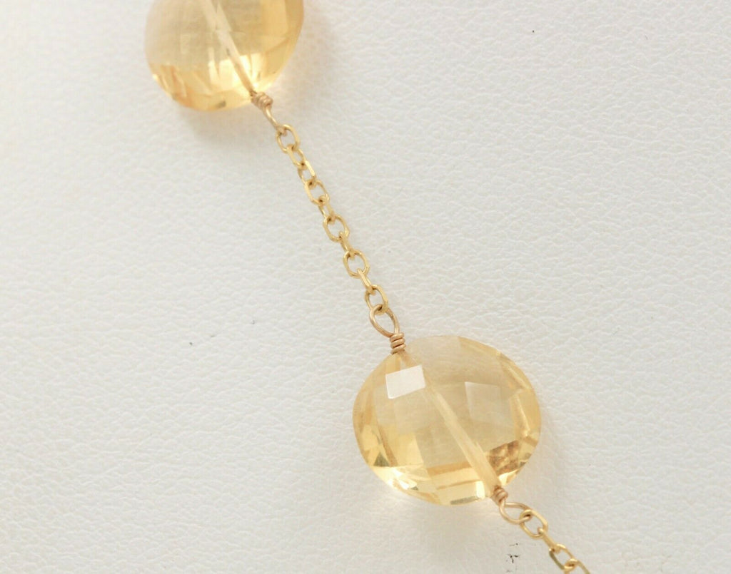 Vintage 14K Yellow Gold Natural Citrine Necklace