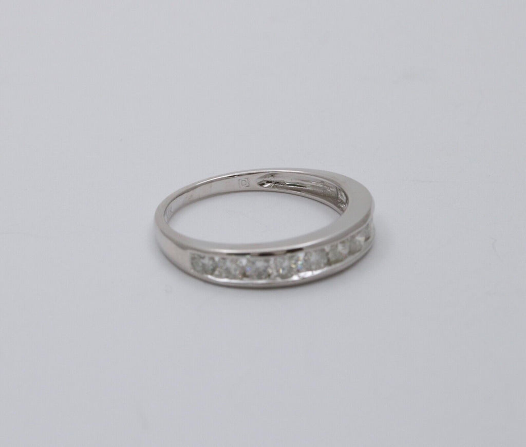 Classic 14K White Gold Diamond Half Eternity Band.