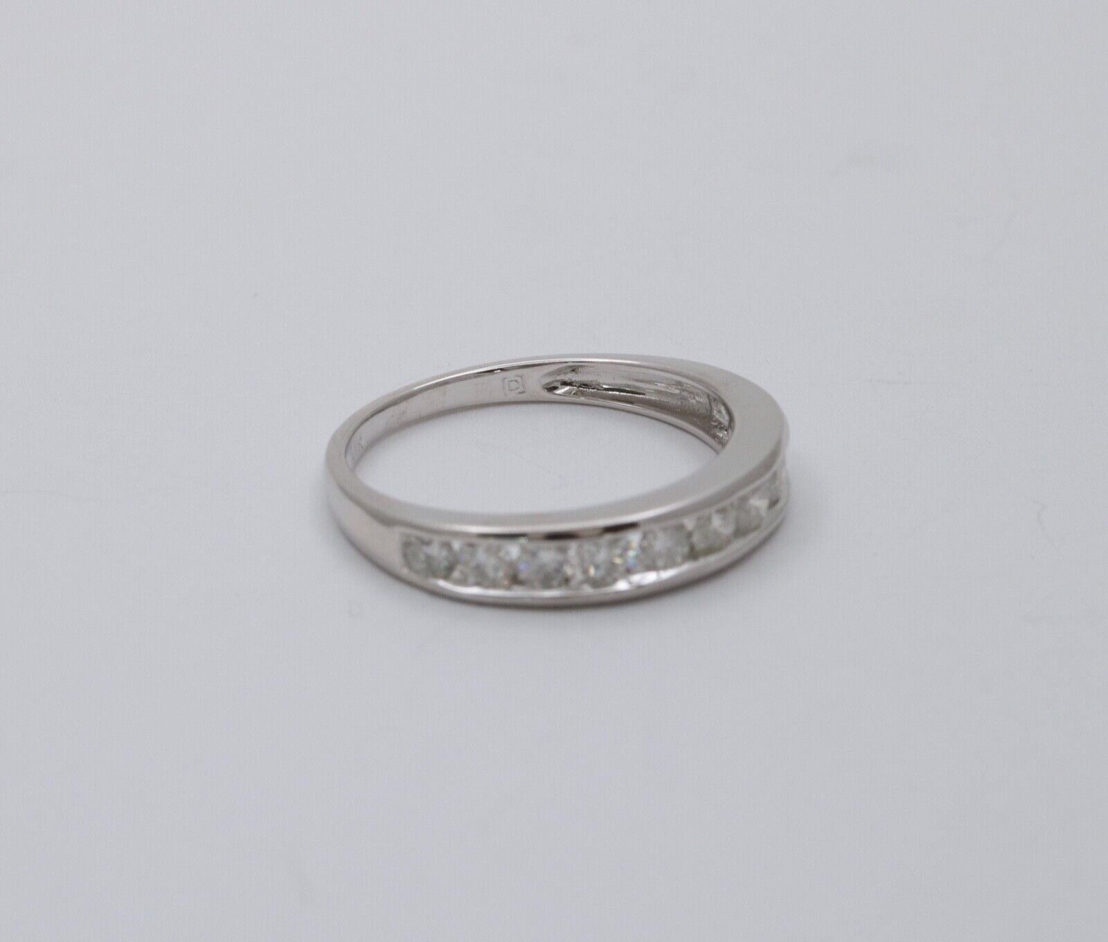 Classic 14K White Gold Diamond Half Eternity Band.