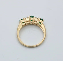 Load image into Gallery viewer, Vintage 14K Yellow Gold Emerald &amp; Diamond Band
