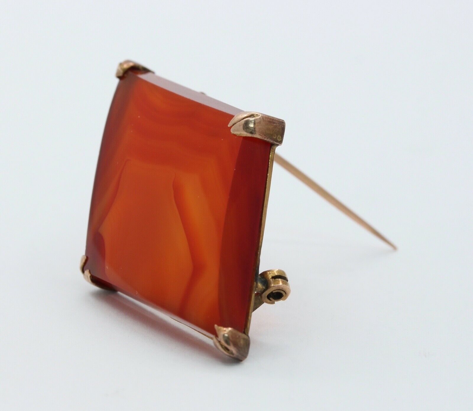 Victorian Carnelian 18K Rose Gold Brooch Pin